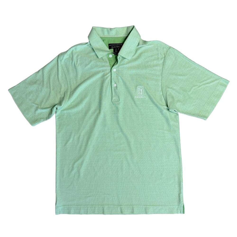 CUTTER & BUCK Light Green Striped Golf Polo Short Sleeve Shirt Men’s